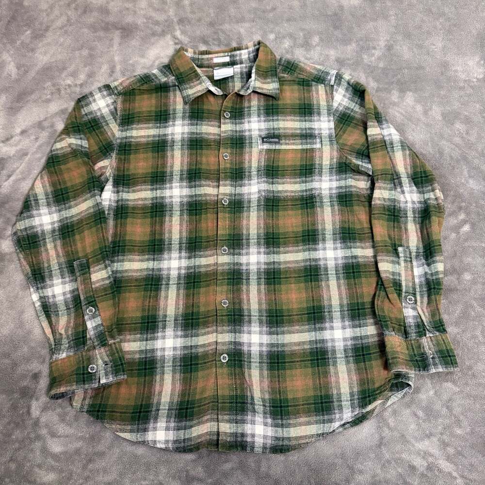 Columbia Sportswear Company Men's Green Plaid Flannel Shirt Size M
